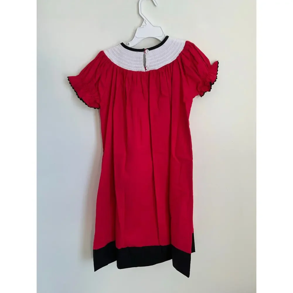 Lil‎ Cactus Football Red and Black Smocked Dress NWT size 6 - Picture 3 of 3